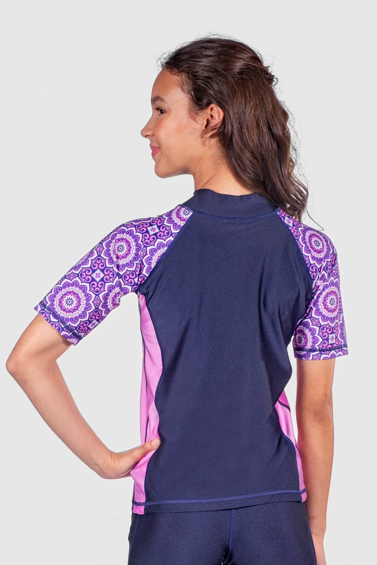 COEGA Girls Youth Rash Guard - Short Sleeve with Zip