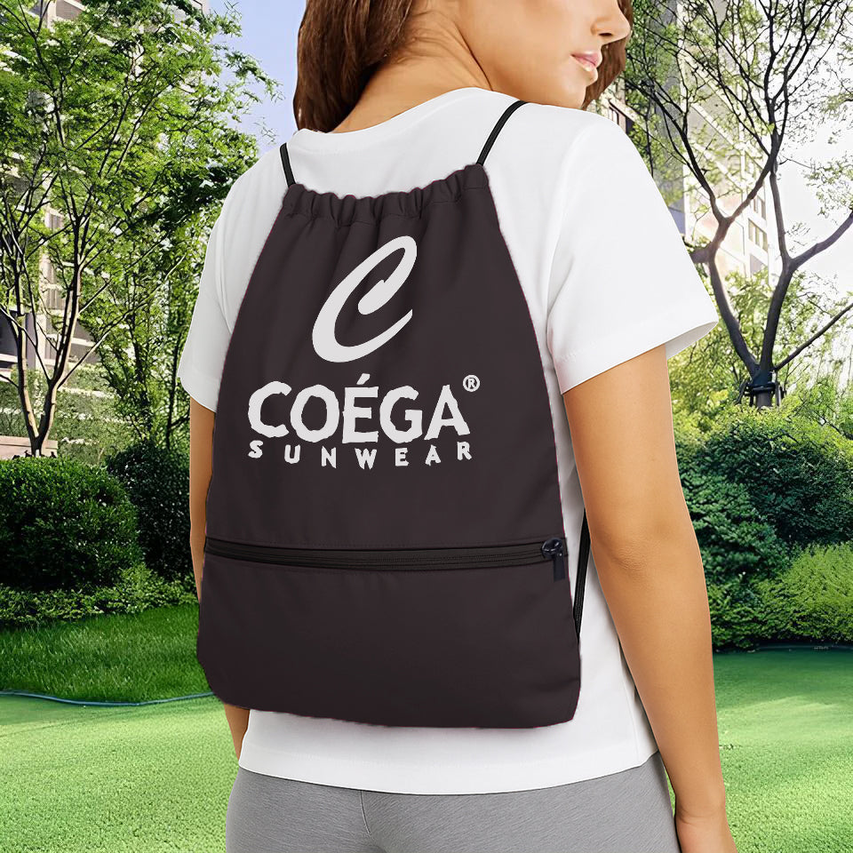 COEGA Drawstring Beach Backpack with zippered pocket
