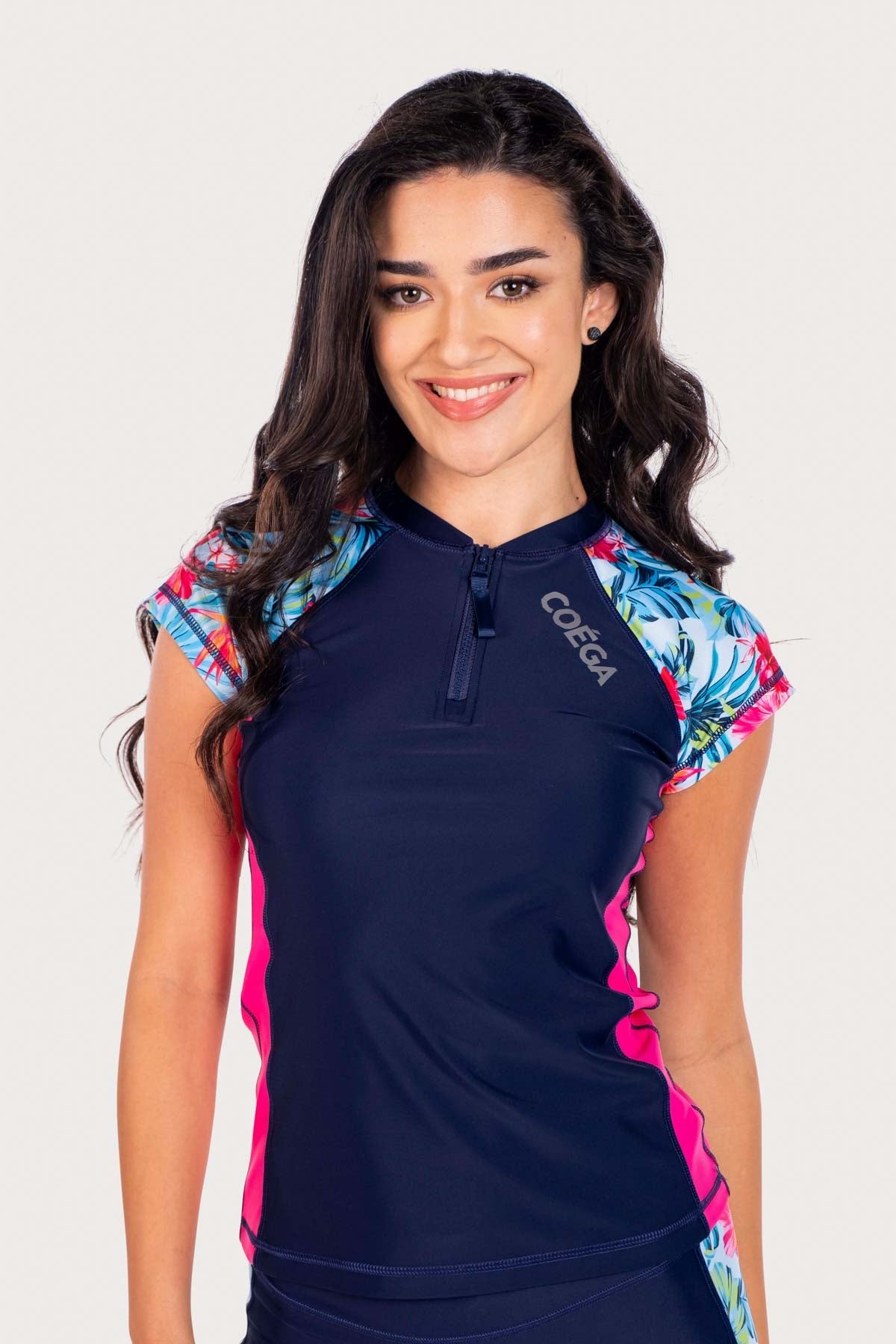 COEGA Ladies Rash Guard - Capped Sleeve with Zip
